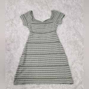 Hollister Green & White Knit Open Back Dress. Size M